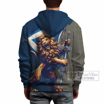 Haig Tartan Family Crest Hoodie with Scottish Majestic Lion