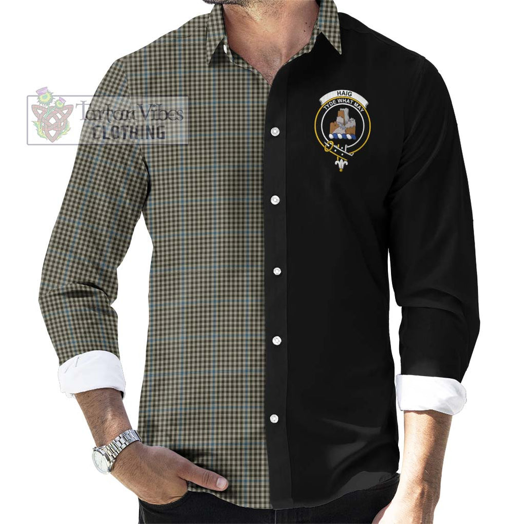 Haig Tartan Long Sleeve Button Shirt with Family Crest and Half Of Me Style - Tartanvibesclothing Shop