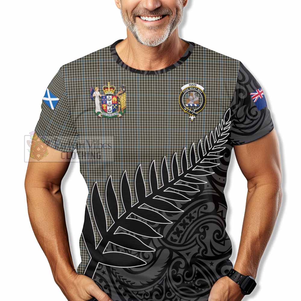 Tartan Vibes Clothing Haig Crest Tartan T-Shirt with New Zealand Silver Fern Half Style