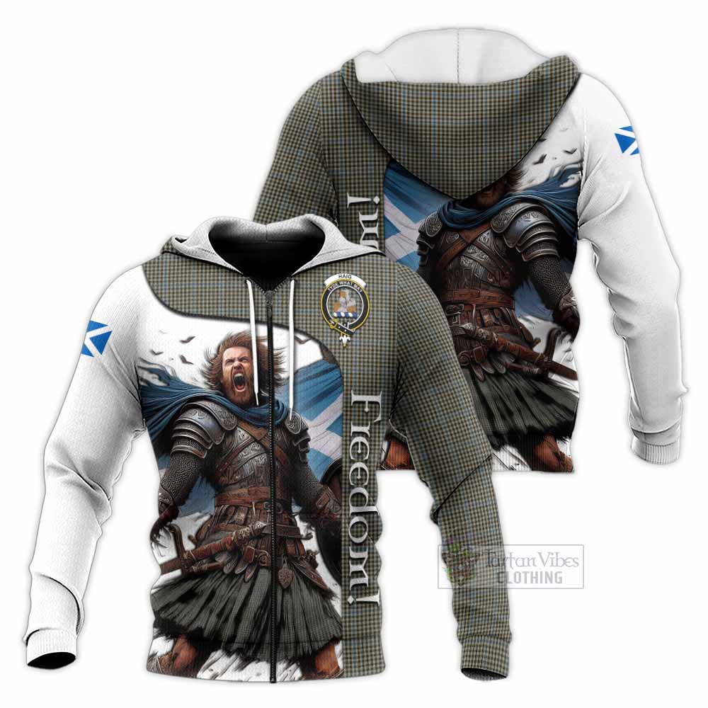 Tartan Vibes Clothing Haig Crest Tartan Knitted Hoodie Inspired by the Freedom of Scottish Warrior