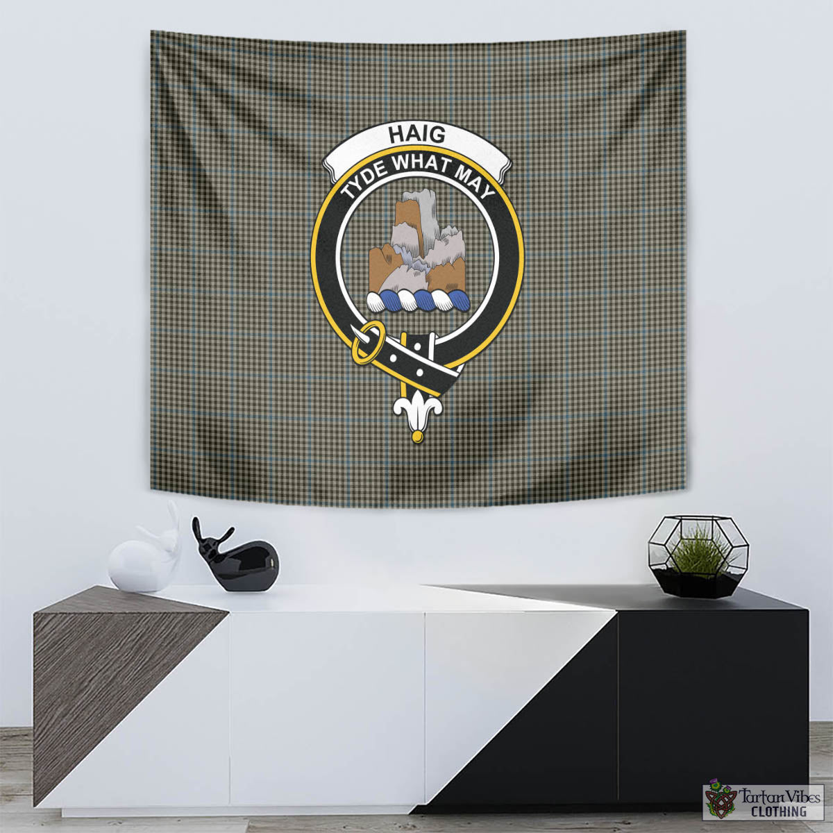 Tartan Vibes Clothing Haig Tartan Tapestry Wall Hanging and Home Decor for Room with Family Crest