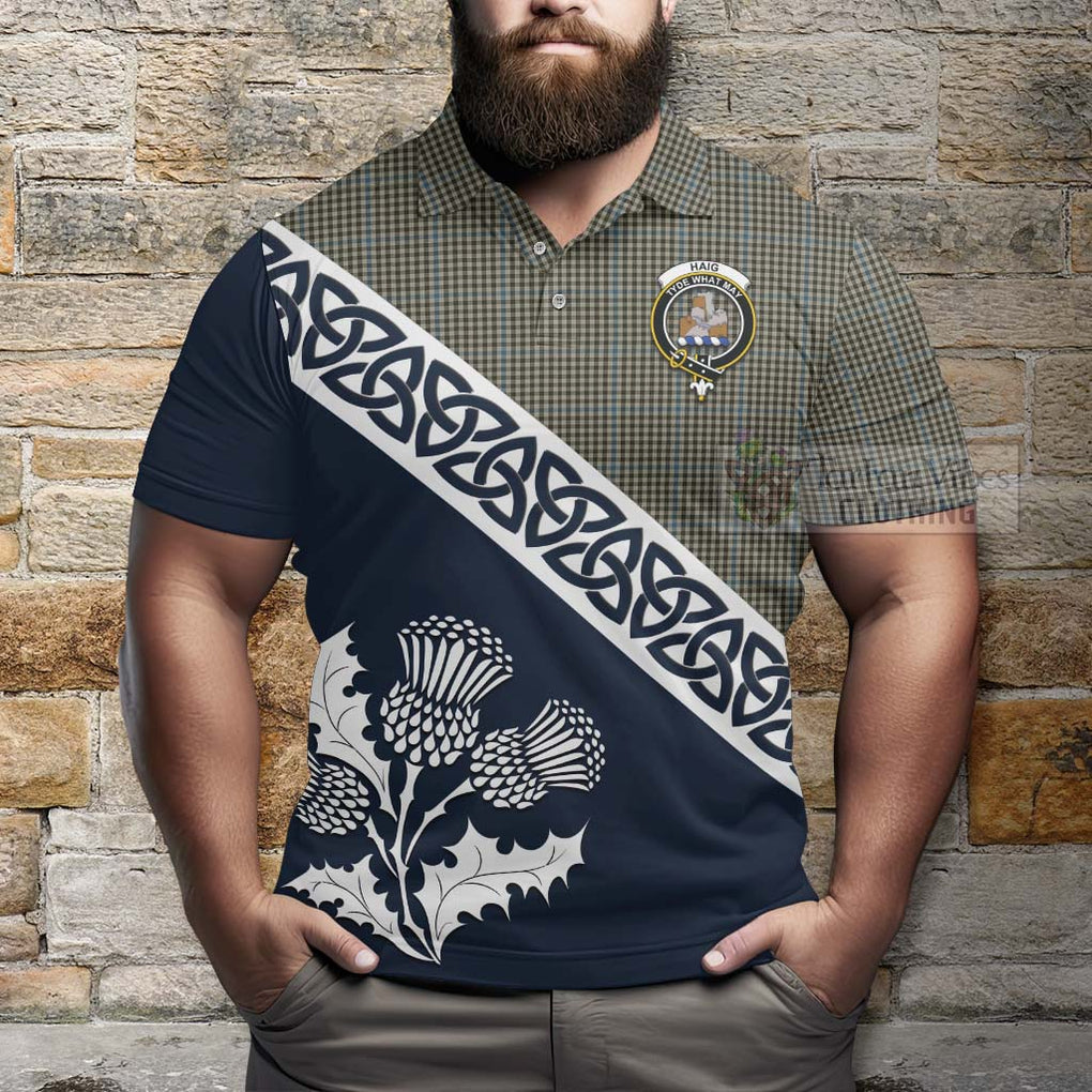 Haig Tartan Polo Shirt Featuring Thistle and Scotland Map