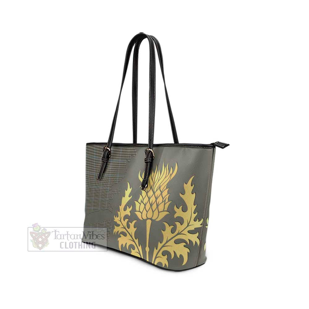 Haig Tartan Leather Tote Bag Gold Thistle Style - Tartan Vibes Clothing