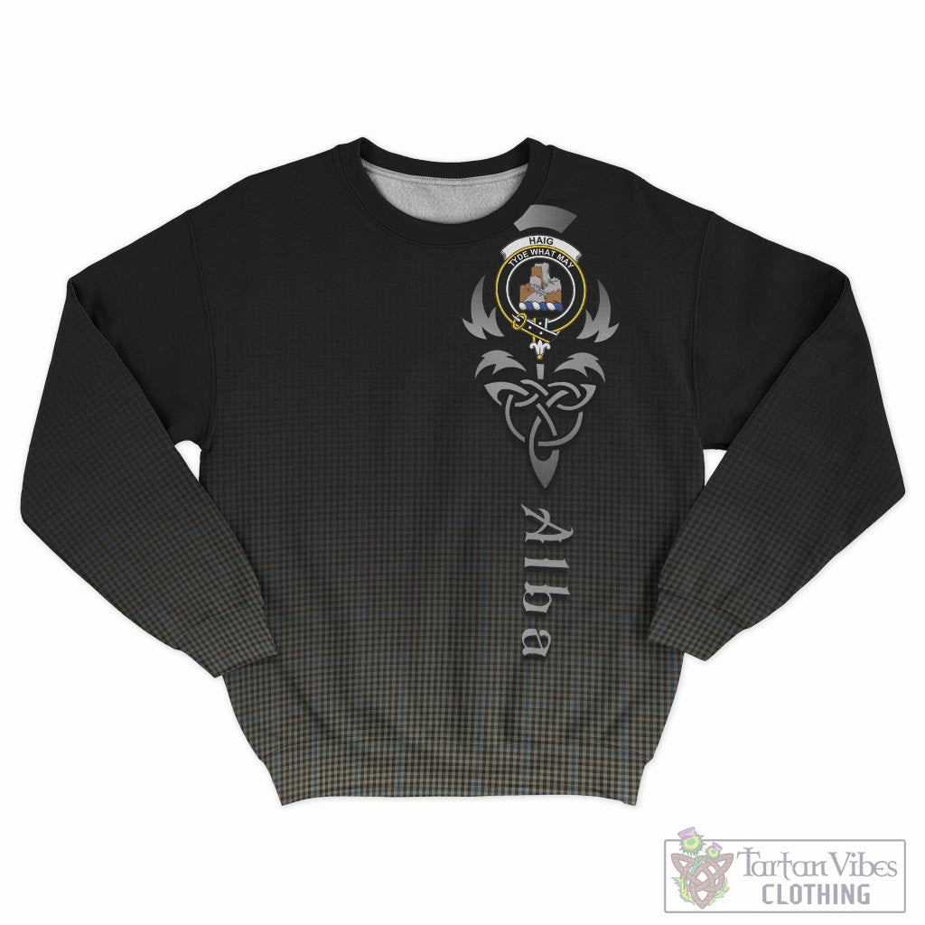 Tartan Vibes Clothing Haig Tartan Sweatshirt Featuring Alba Gu Brath Family Crest Celtic Inspired