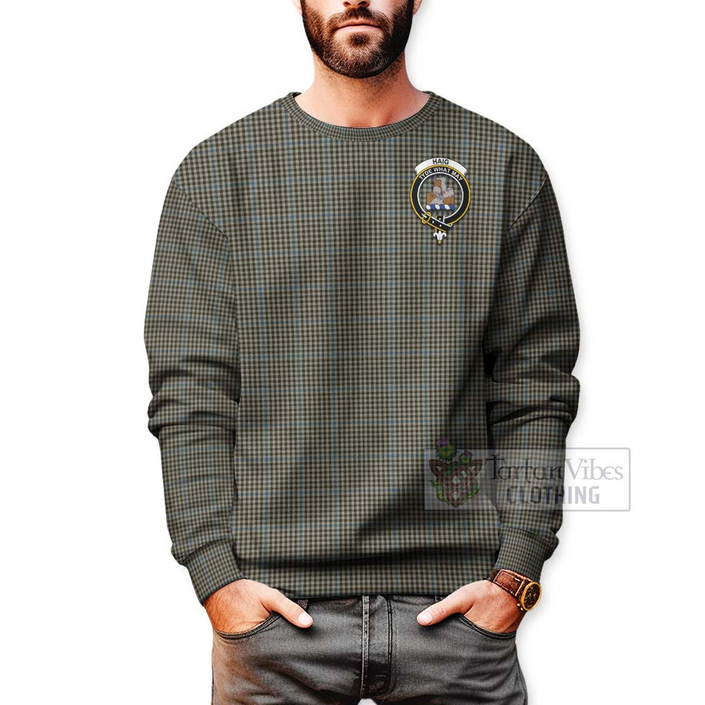 Tartan Vibes Clothing Haig Tartan Sweatshirt with Family Crest and Bearded Skull Holding Bottles of Whiskey