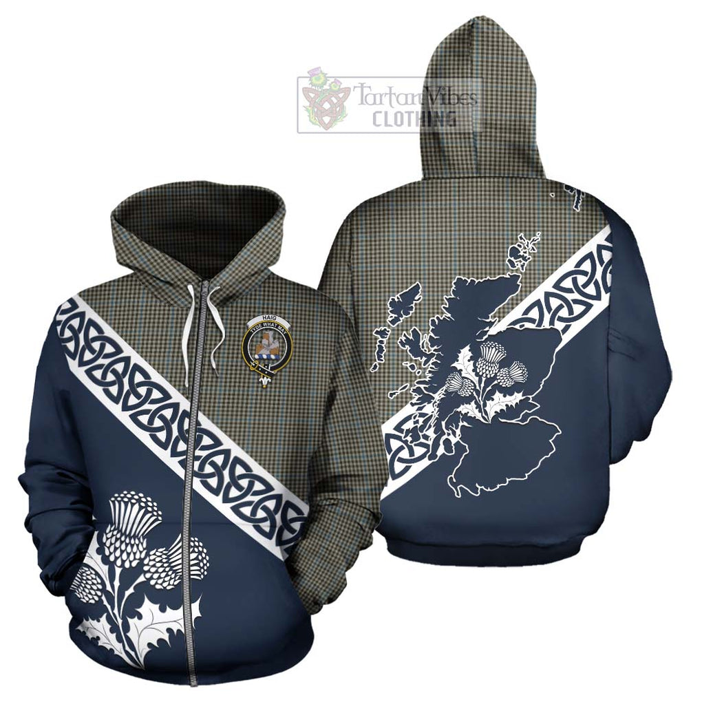 Tartan Vibes Clothing Haig Tartan Hoodie Featuring Thistle and Scotland Map