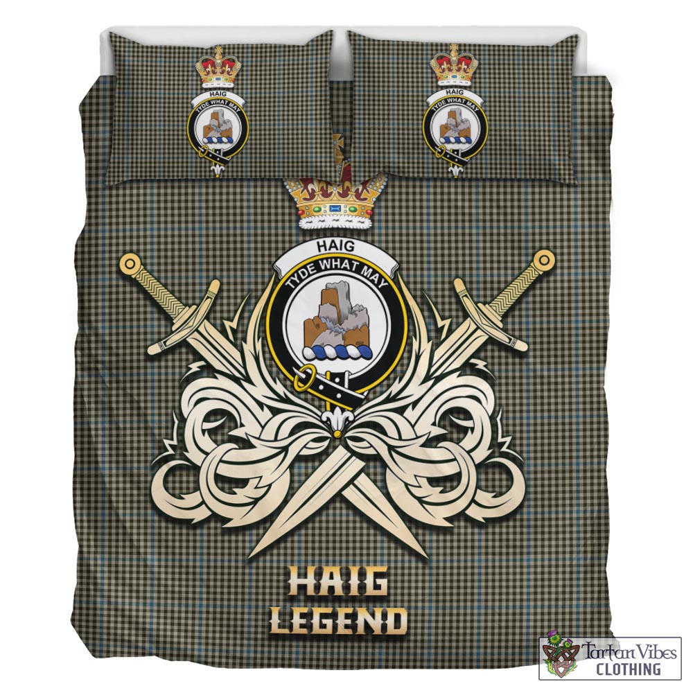 Tartan Vibes Clothing Haig Tartan Bedding Set with Clan Crest and the Golden Sword of Courageous Legacy