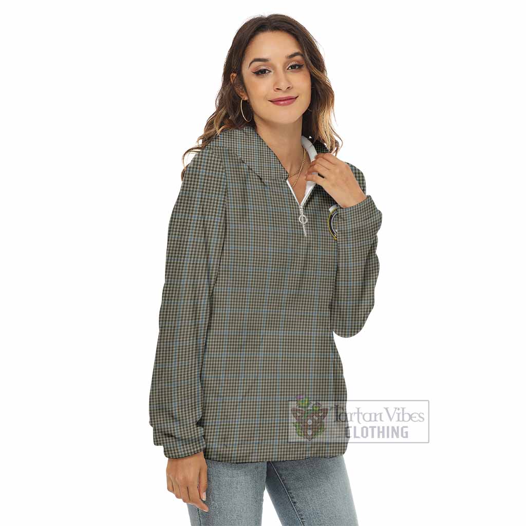 Tartan Vibes Clothing Haig Tartan Crest Women's Borg  Half Zip Fleece Hoodie