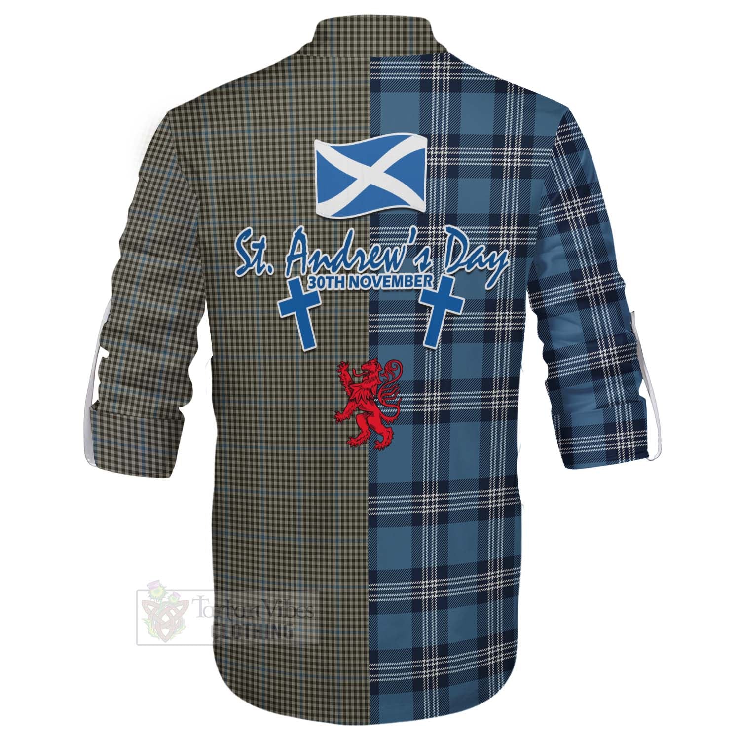 Tartan Vibes Clothing Haig Tartan Ghillie Kilt Shirt Happy St. Andrew's Day Half Tartan Style