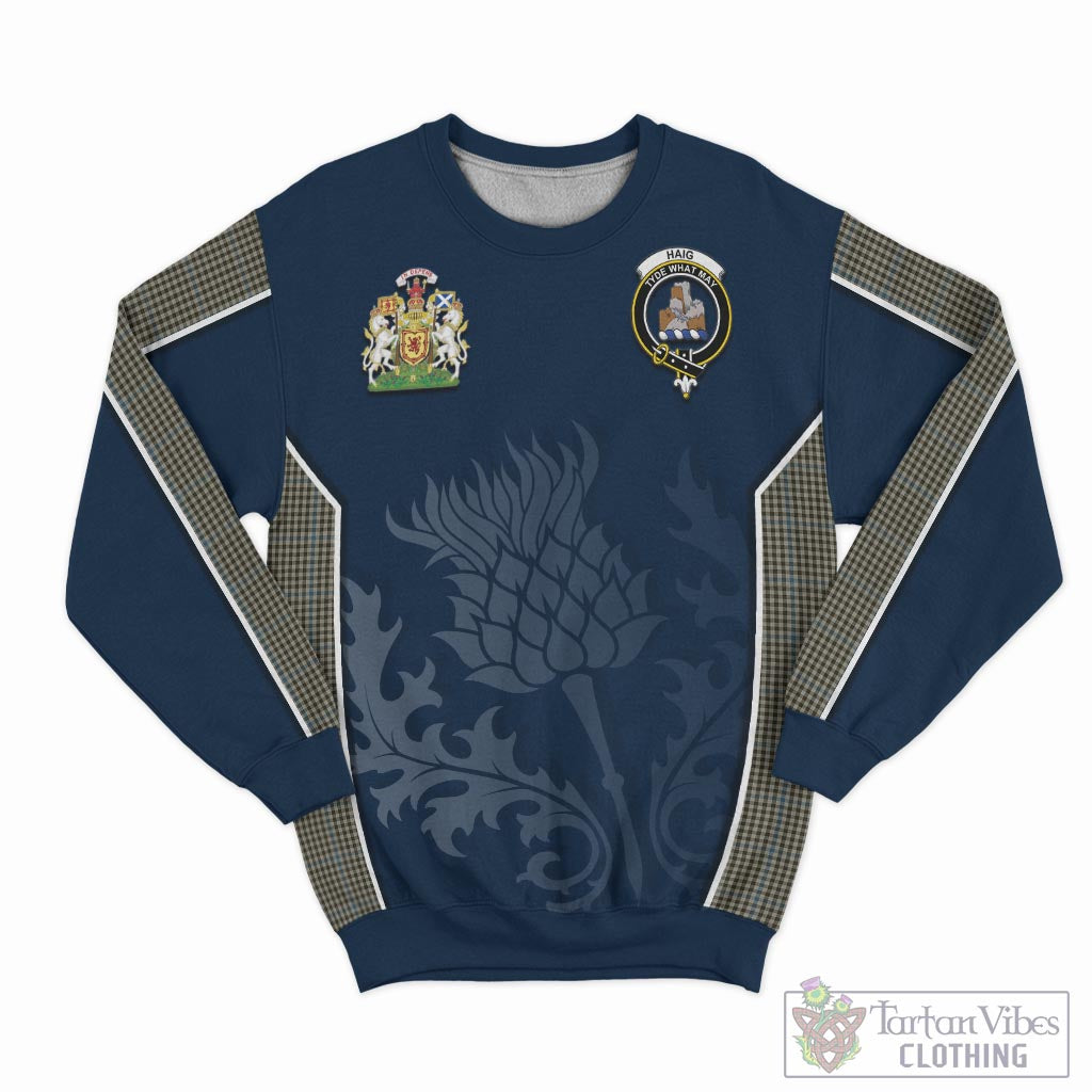 Tartan Vibes Clothing Haig Tartan Sweatshirt with Family Crest and Scottish Thistle Vibes Sport Style