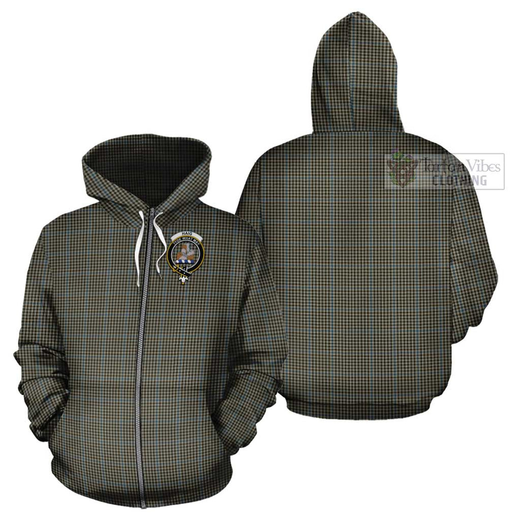 Haig Tartan Cotton Hoodie with Family Crest Zip Hoodie - Tartan Vibes Clothing