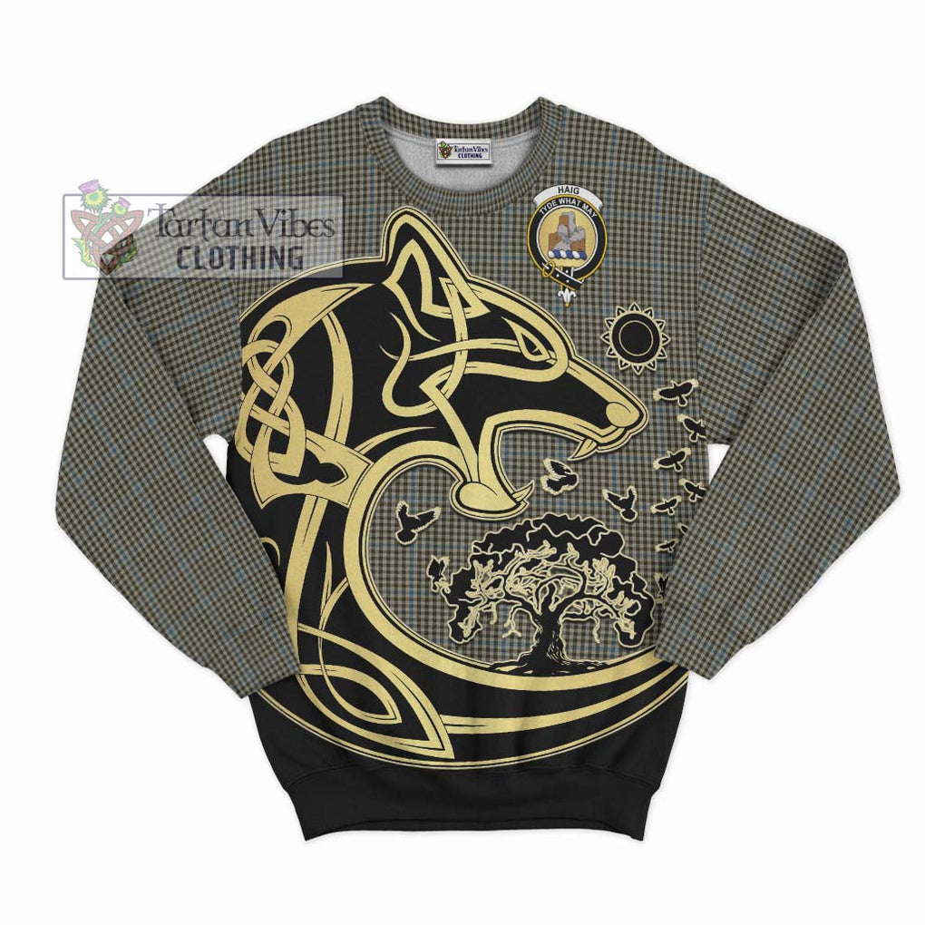 Haig Tartan Sweatshirt with Family Crest Celtic Wolf Style - Tartan Vibes Clothing