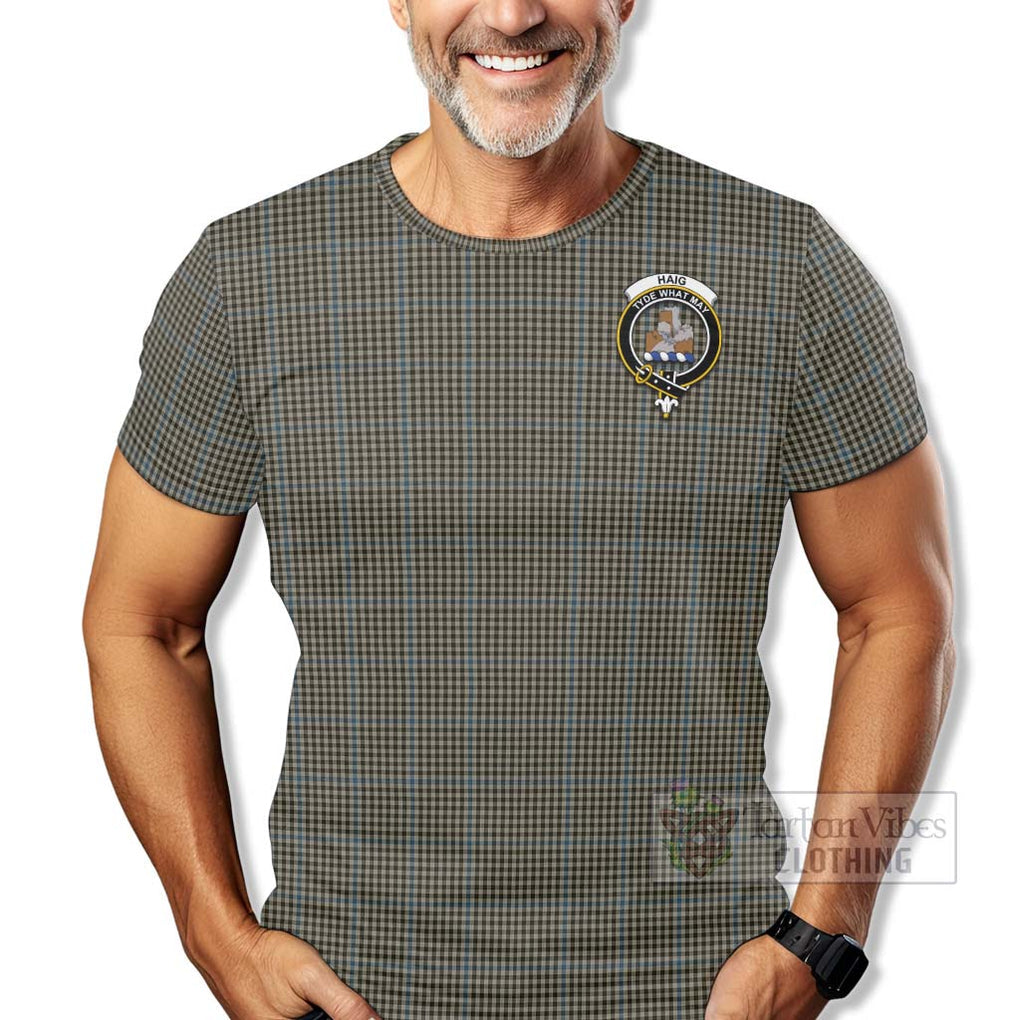 Tartan Vibes Clothing Haig Tartan T-Shirt with Family Crest Celtic Skull Style