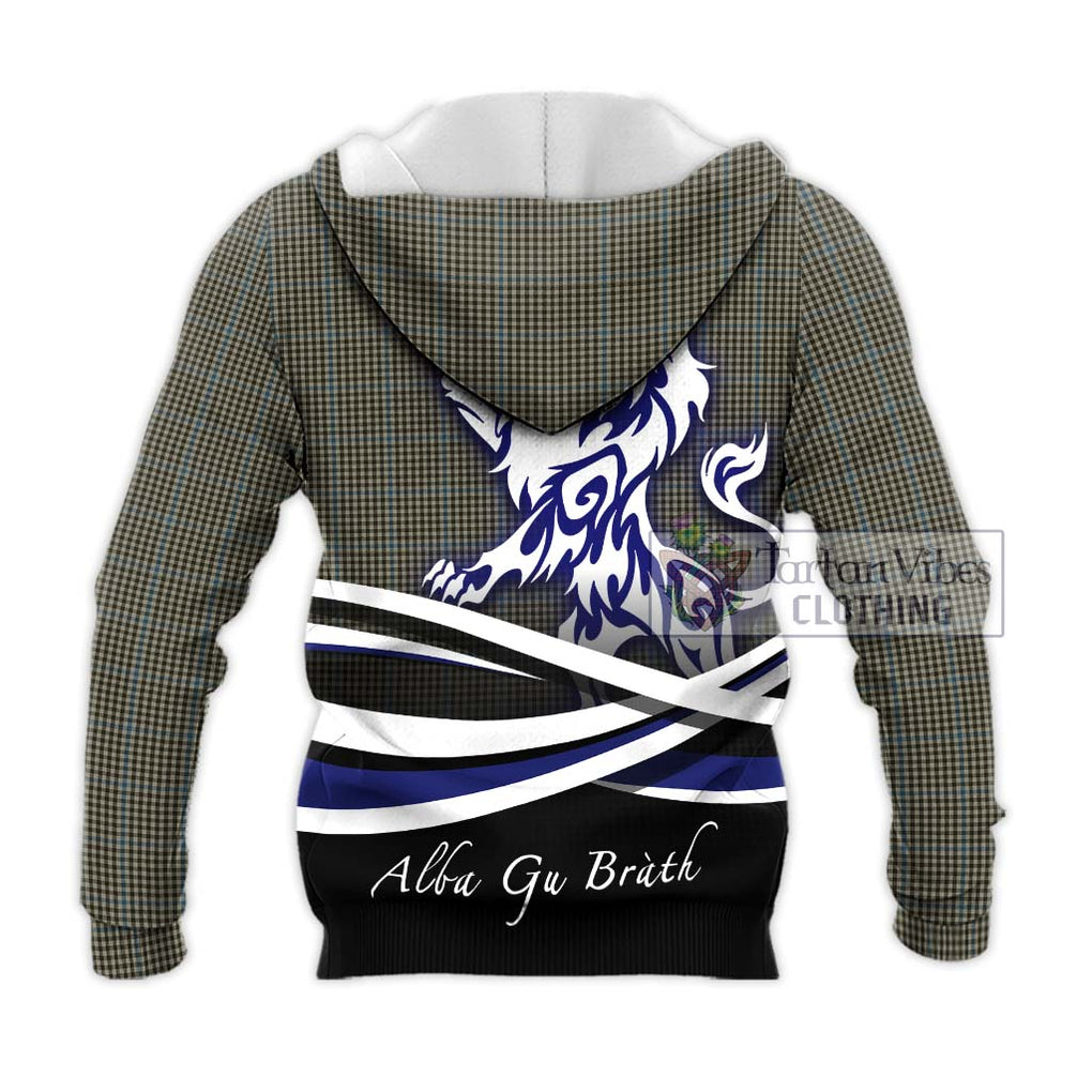 Haig Tartan Knitted Hoodie with Alba Gu Brath Regal Lion Emblem - Tartanvibesclothing Shop