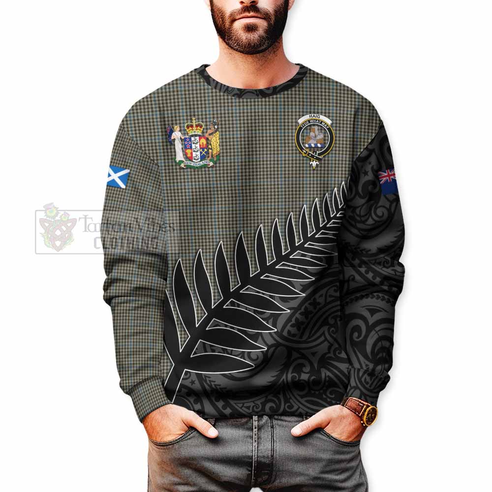 Tartan Vibes Clothing Haig Crest Tartan Sweatshirt with New Zealand Silver Fern Half Style