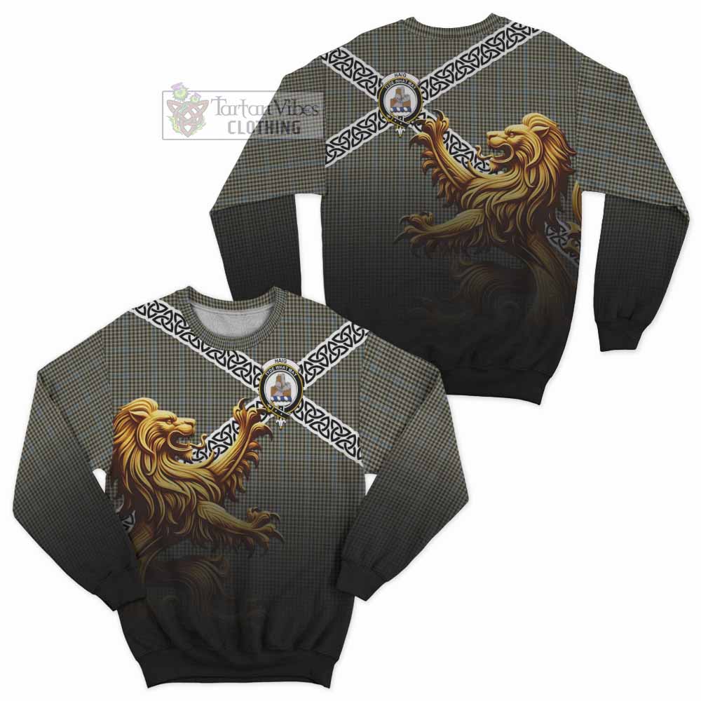 Haig Crest Tartan Sweatshirt with Golden Lion Emblem Celtic Style - Tartan Vibes Clothing