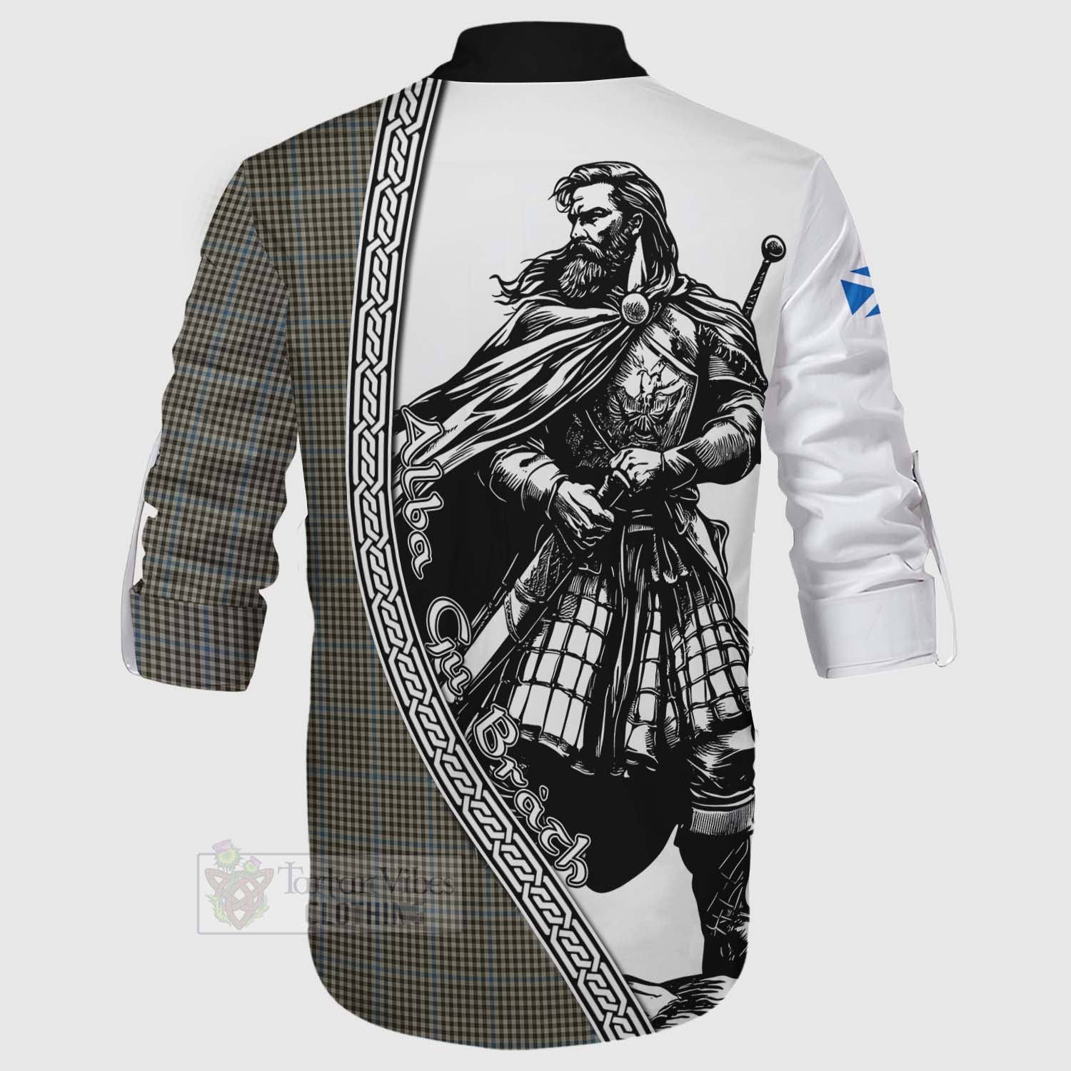 Tartan Vibes Clothing Haig Tartan Clan Crest Ghillie Kilt Shirt with Highlander Warrior Celtic Style