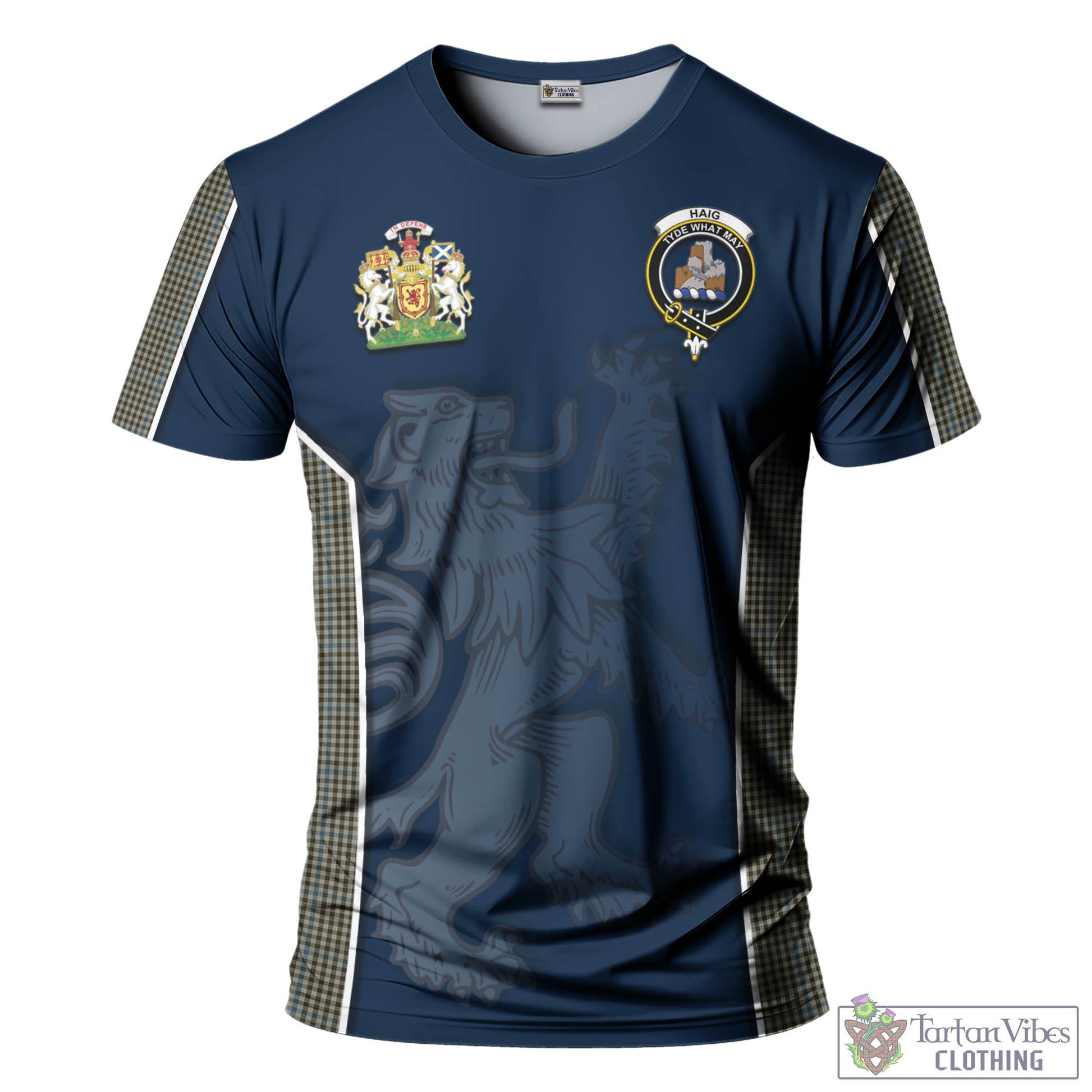 Tartan Vibes Clothing Haig Tartan T-Shirt with Family Crest and Lion Rampant Vibes Sport Style