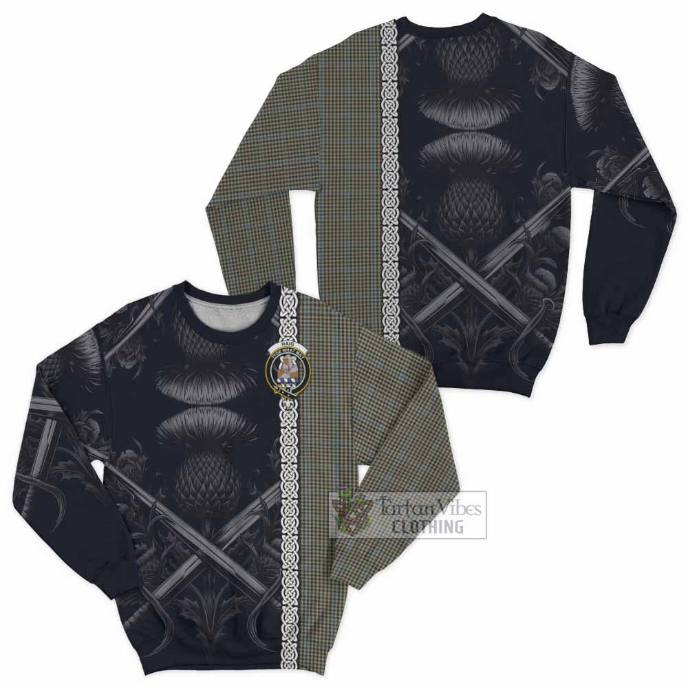 Tartan Vibes Clothing Haig Tartan Sweatshirt with Family Crest Cross Sword Thistle Celtic Vibes