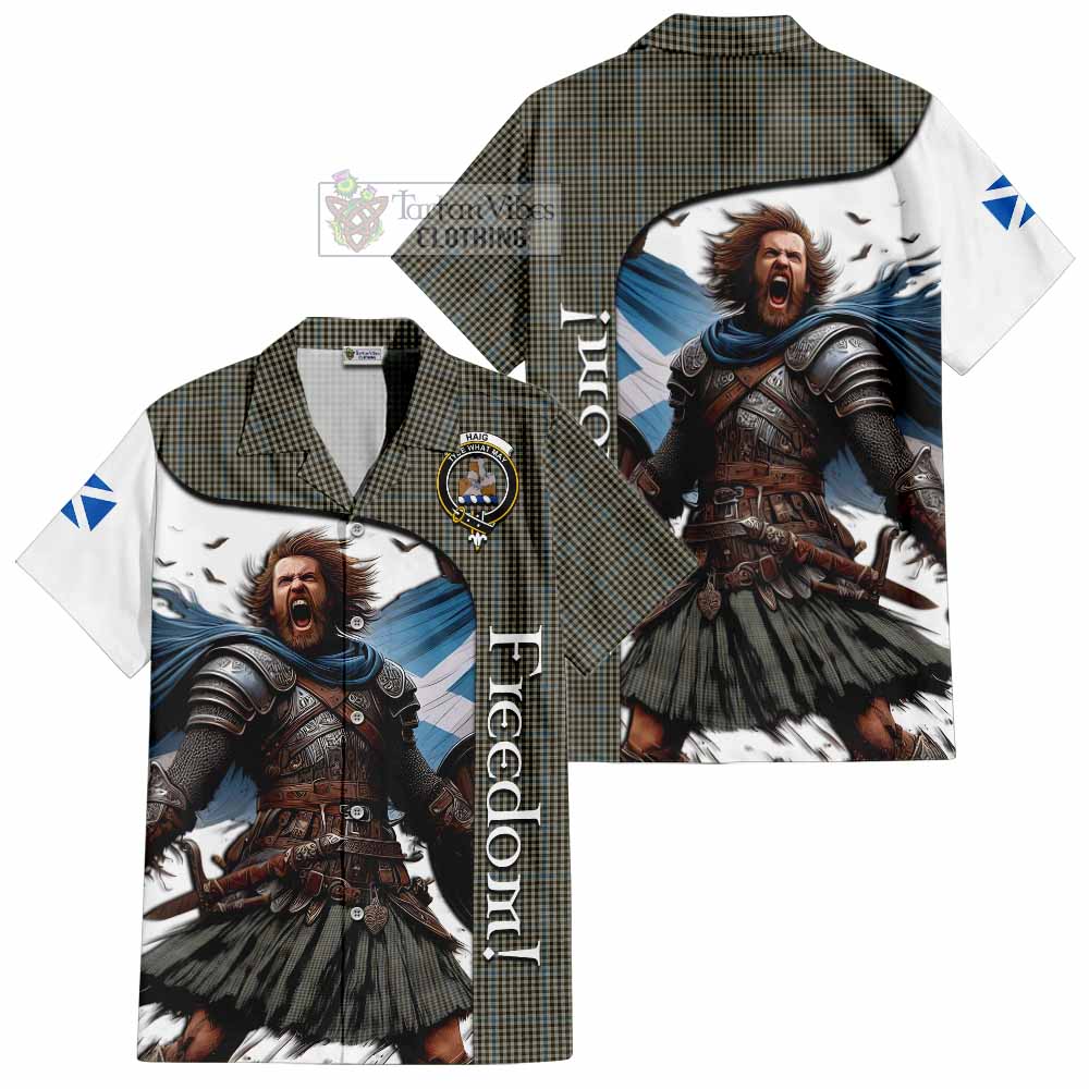 Tartan Vibes Clothing Haig Crest Tartan Short Sleeve Button Shirt Inspired by the Freedom of Scottish Warrior