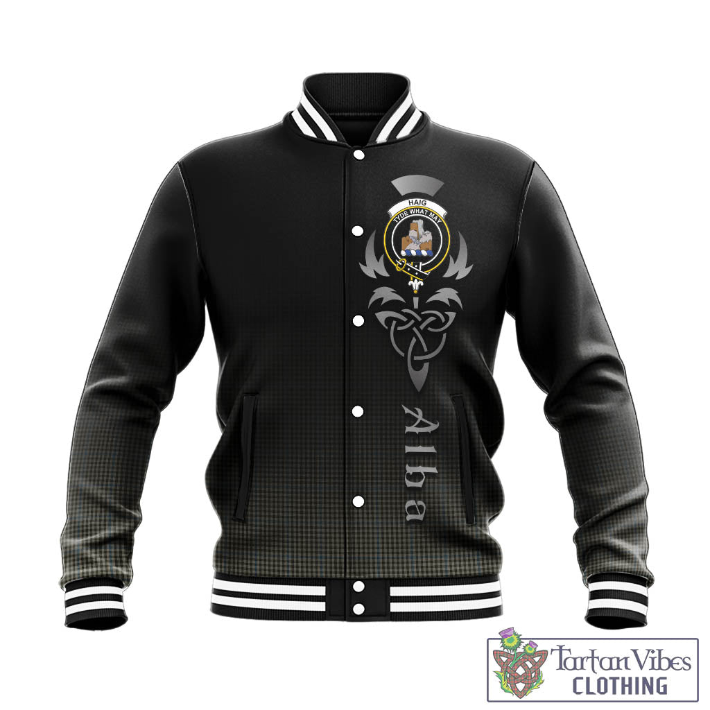 Tartan Vibes Clothing Haig Tartan Baseball Jacket Featuring Alba Gu Brath Family Crest Celtic Inspired