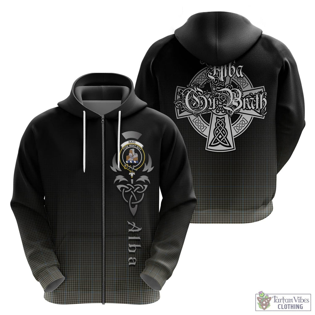 Tartan Vibes Clothing Haig Tartan Hoodie Featuring Alba Gu Brath Family Crest Celtic Inspired