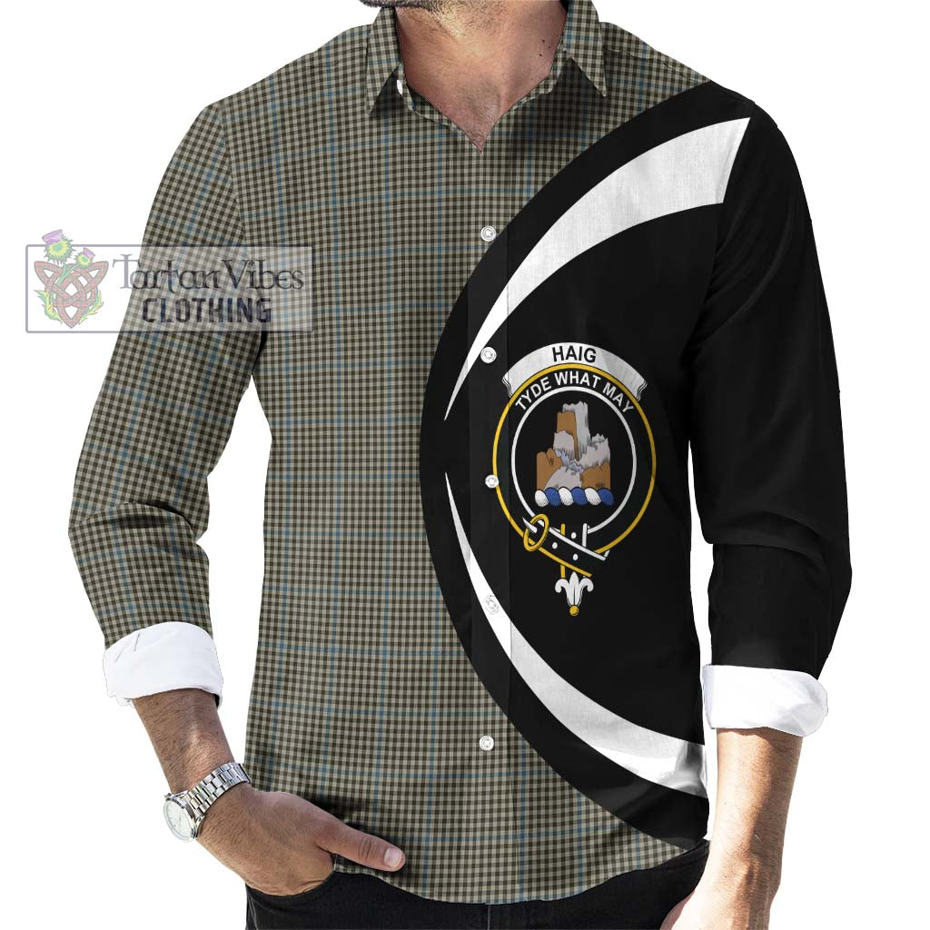 Haig Tartan Long Sleeve Button Up with Family Crest Circle Style - Tartan Vibes Clothing