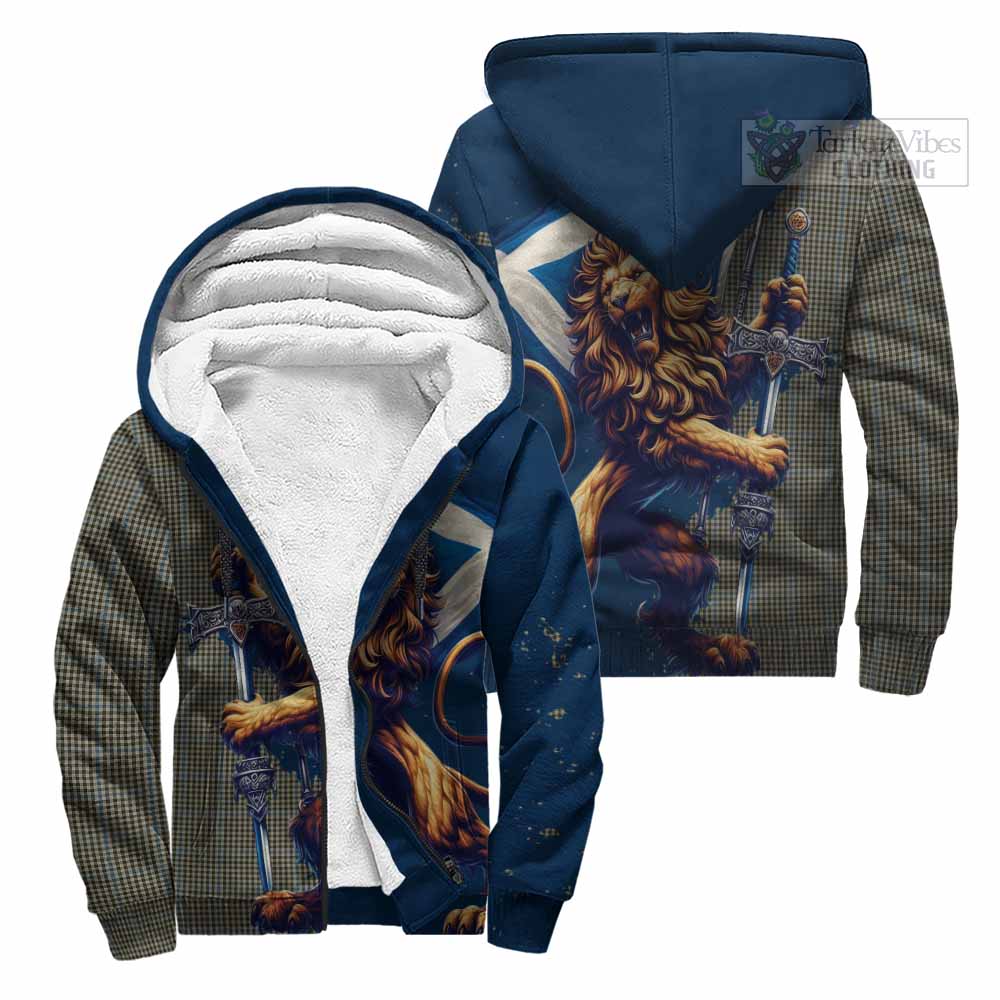 Tartan Vibes Clothing Haig Tartan Family Crest Sherpa Hoodie with Scottish Majestic Lion