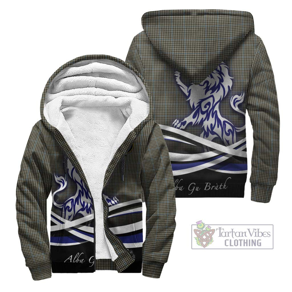 Haig Tartan Sherpa Hoodie with Alba Gu Brath Regal Lion Emblem Unisex - Tartanvibesclothing Shop