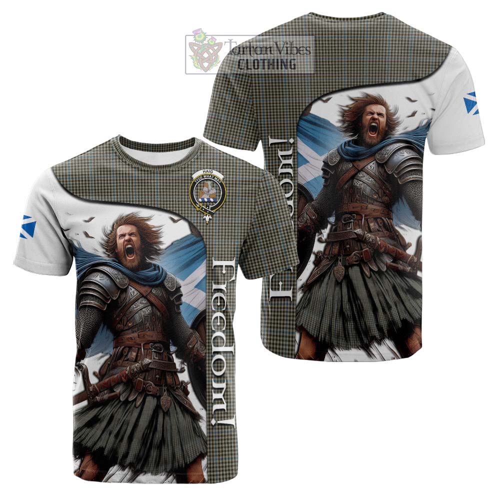 Tartan Vibes Clothing Haig Crest Tartan Cotton T-shirt Inspired by the Freedom of Scottish Warrior