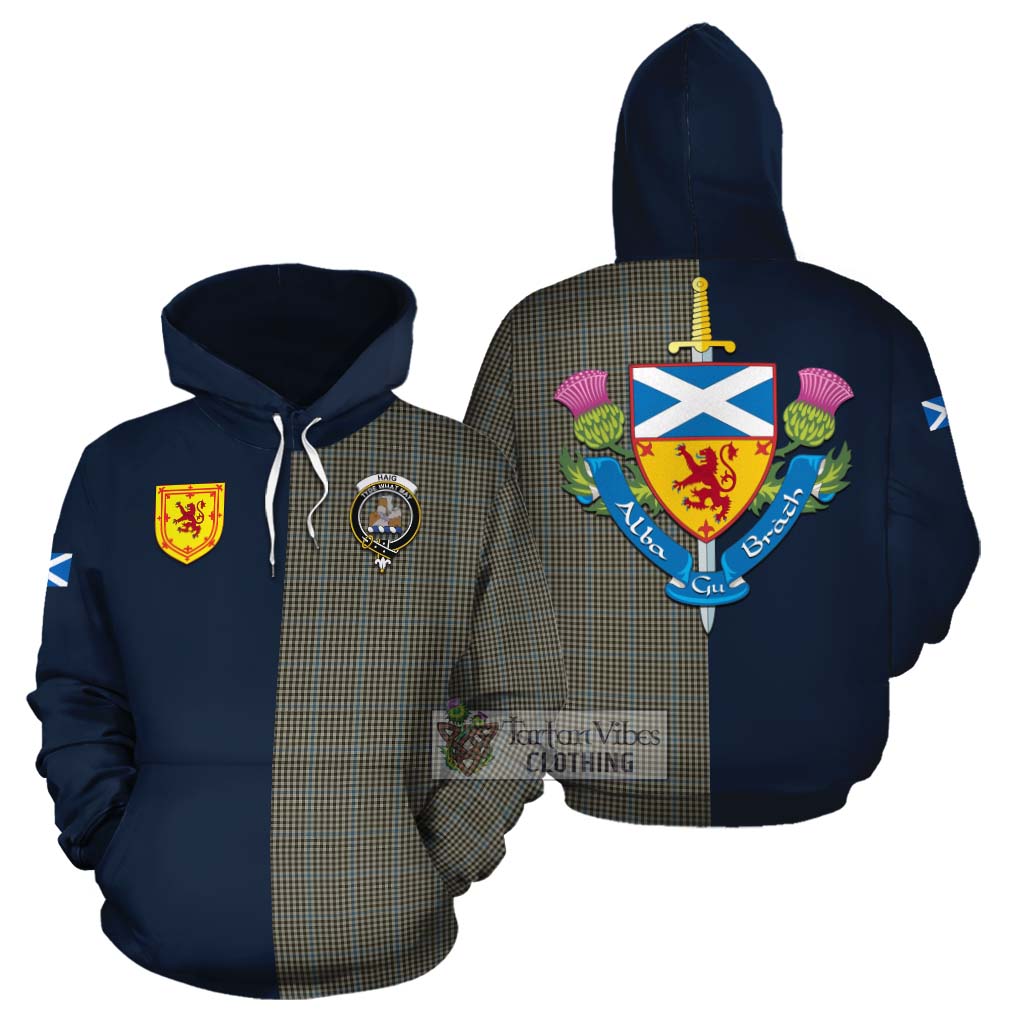 Tartan Vibes Clothing Haig Tartan Cotton Hoodie Alba with Scottish Lion Royal Arm Half Style