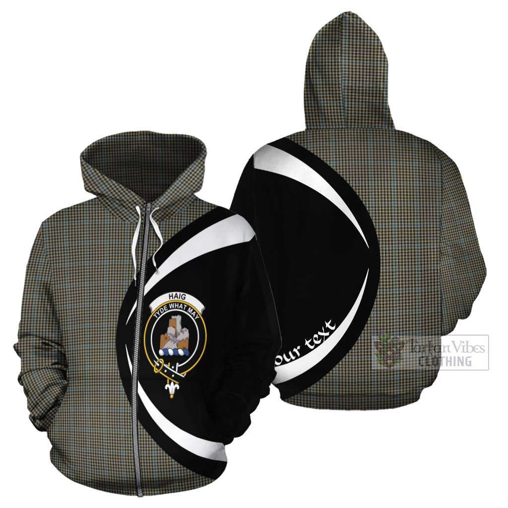 Tartan Vibes Clothing Haig Tartan Cotton Hoodie with Family Crest Circle Style