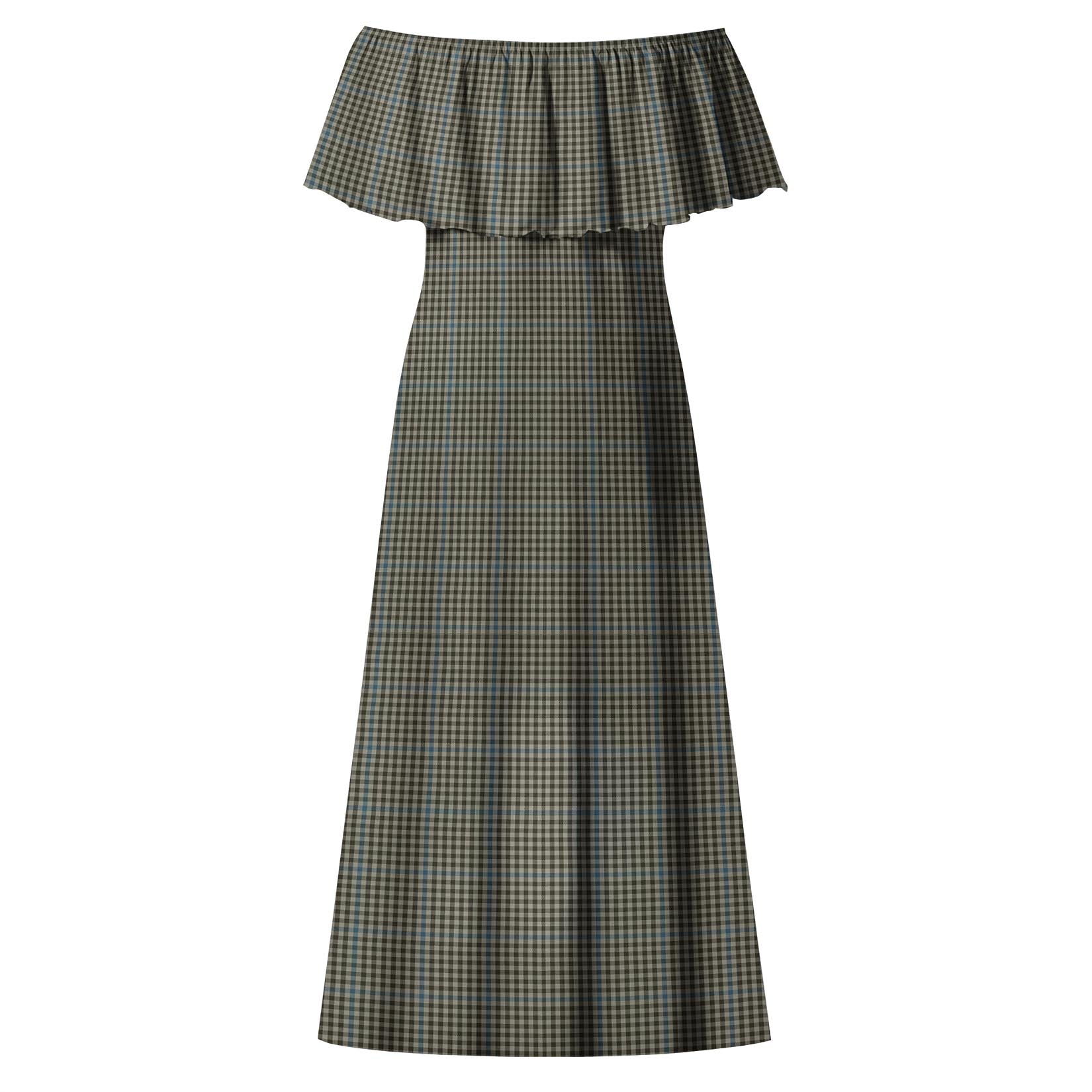 Haig Tartan Off Shoulder Long Dress - Tartanvibesclothing