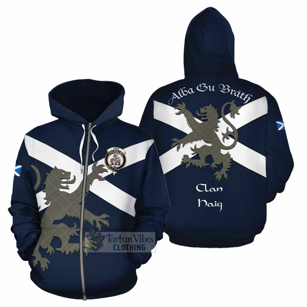 Tartan Vibes Clothing Haig Tartan Lion Rampant Cotton Hoodie Proudly Display Your Heritage with Alba Gu Brath and Clan Name