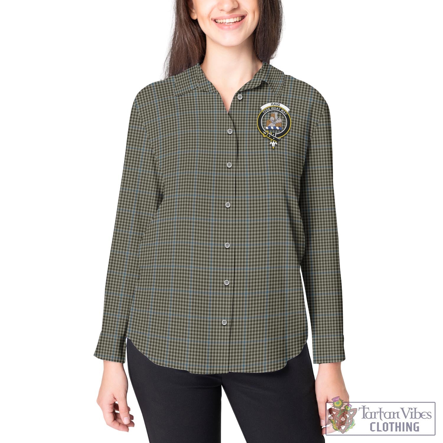 Tartan Vibes Clothing Haig Tartan Womens Casual Shirt with Family Crest