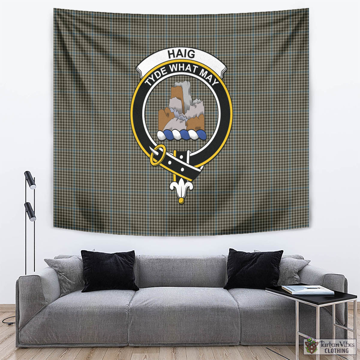 Tartan Vibes Clothing Haig Tartan Tapestry Wall Hanging and Home Decor for Room with Family Crest