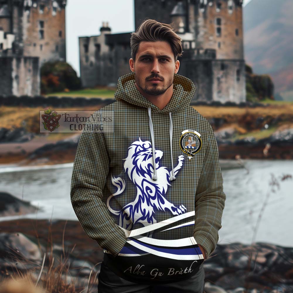 Tartan Vibes Clothing Haig Tartan Cotton Hoodie with Alba Gu Brath Regal Lion Emblem