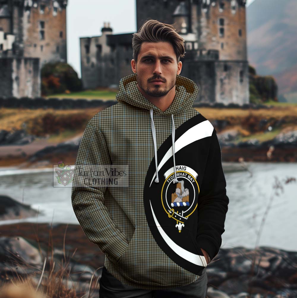 Tartan Vibes Clothing Haig Tartan Cotton Hoodie with Family Crest Circle Style