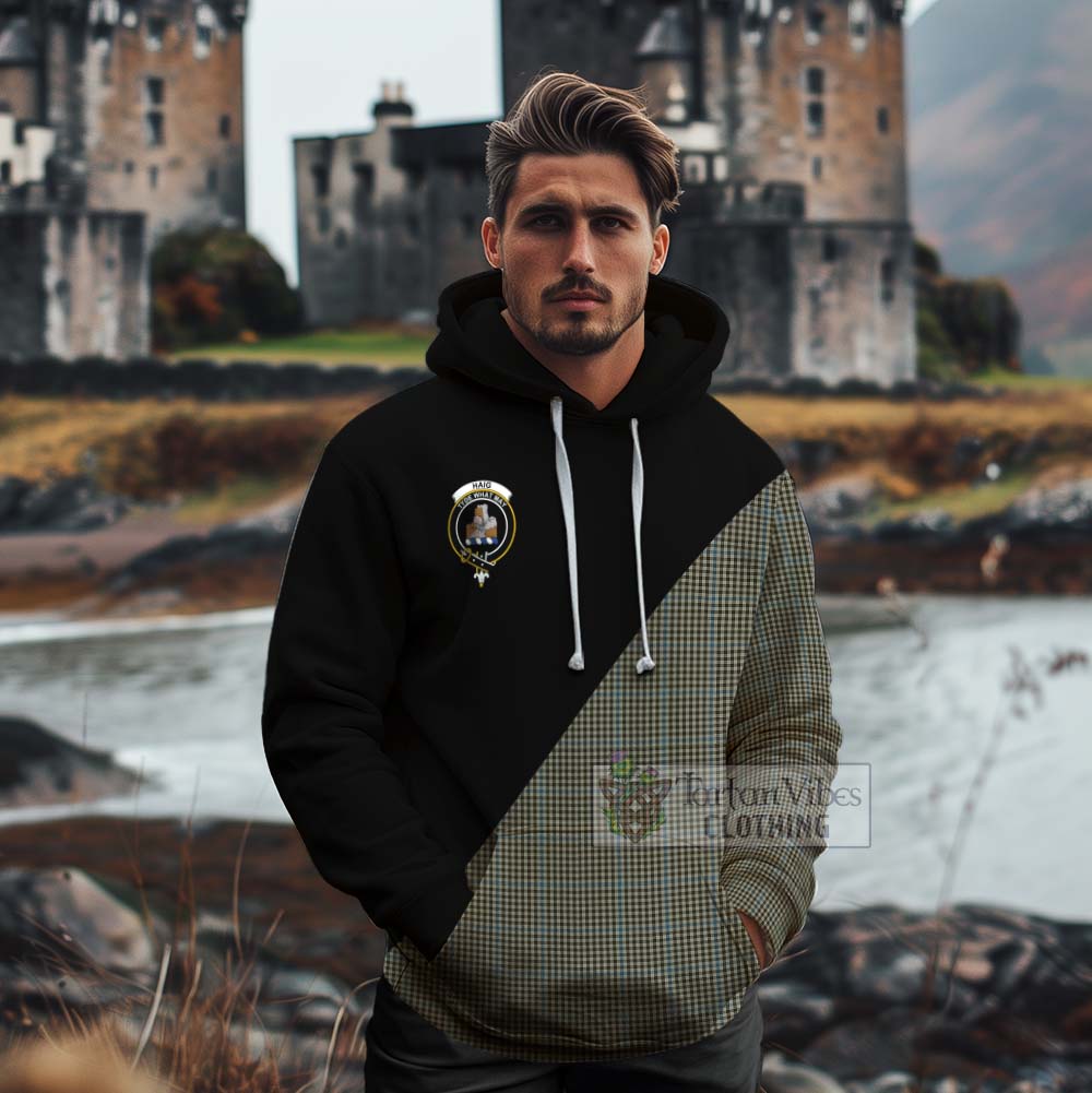 Tartan Vibes Clothing Haig Tartan Cotton Hoodie with Family Crest and Military Logo Style