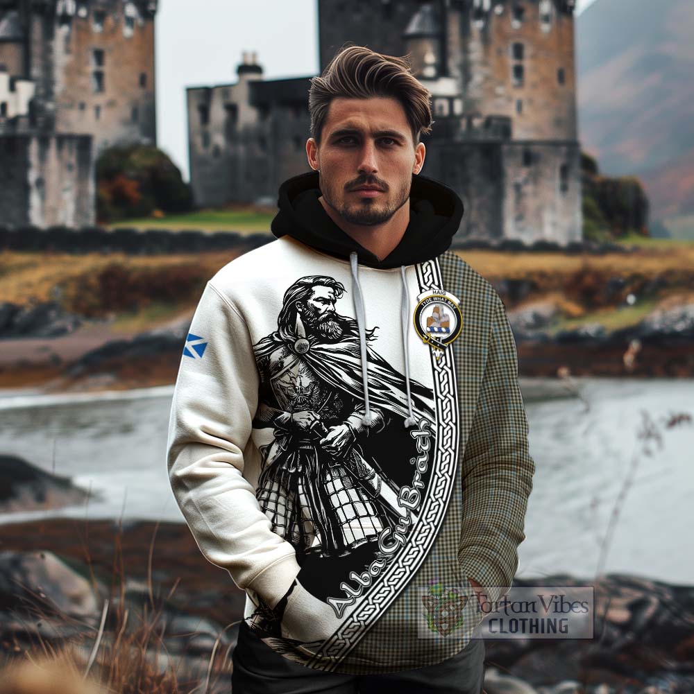 Tartan Vibes Clothing Haig Tartan Clan Crest Cotton Hoodie with Highlander Warrior Celtic Style