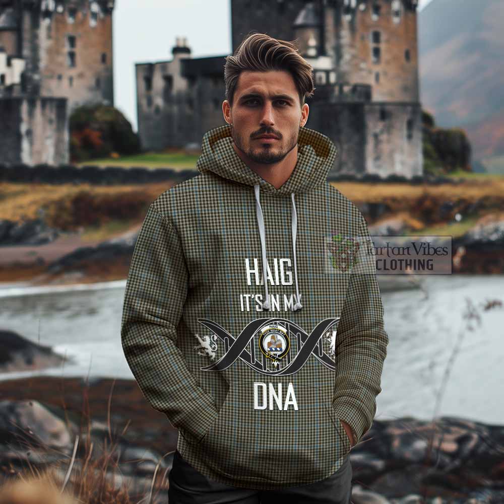 Tartan Vibes Clothing Haig Tartan Cotton Hoodie with Family Crest DNA In Me Style