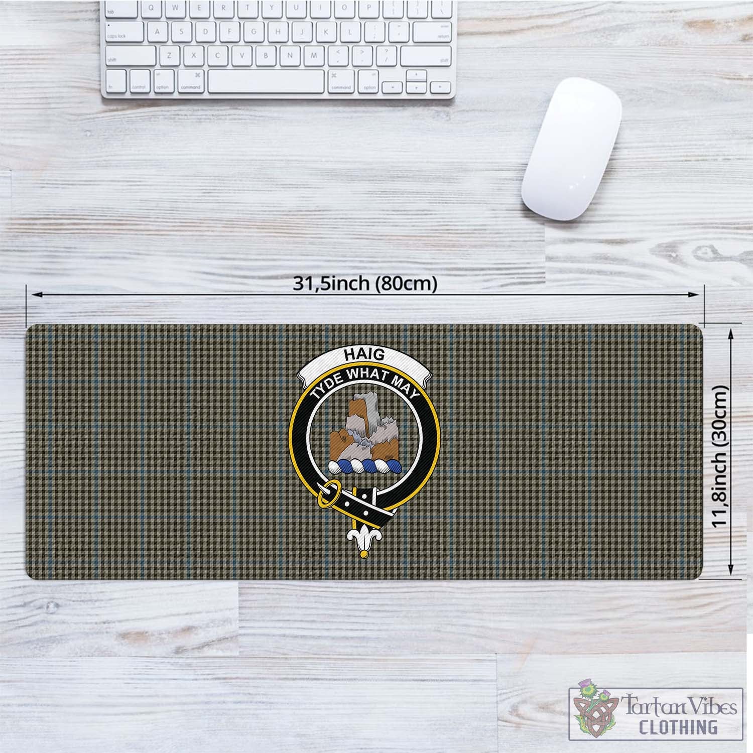 Tartan Vibes Clothing Haig Tartan Mouse Pad with Family Crest