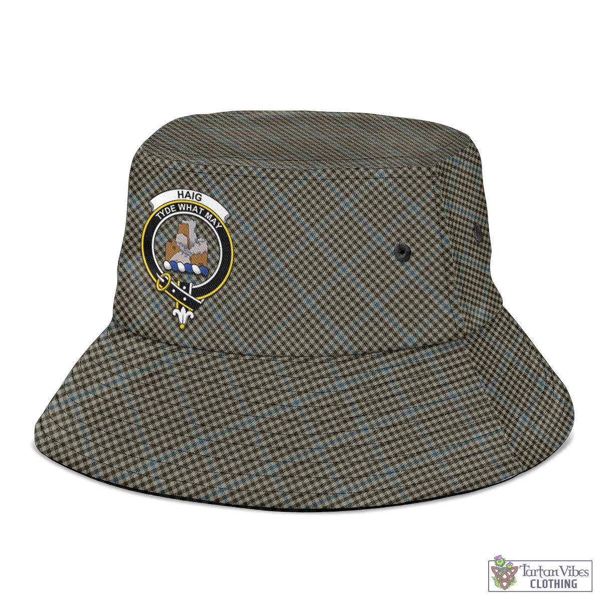 Tartan Vibes Clothing Haig Tartan Bucket Hat with Family Crest