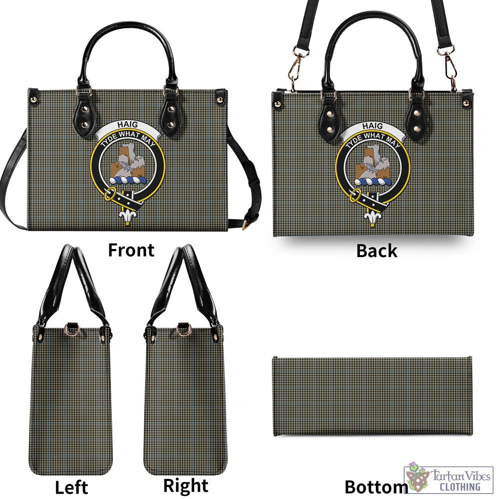 Tartan Vibes Clothing Haig Tartan Luxury Leather Handbags with Family Crest