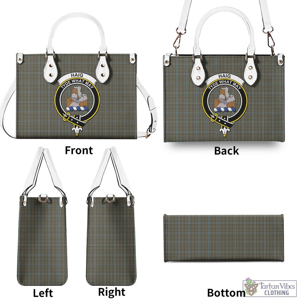 Tartan Vibes Clothing Haig Tartan Luxury Leather Handbags with Family Crest