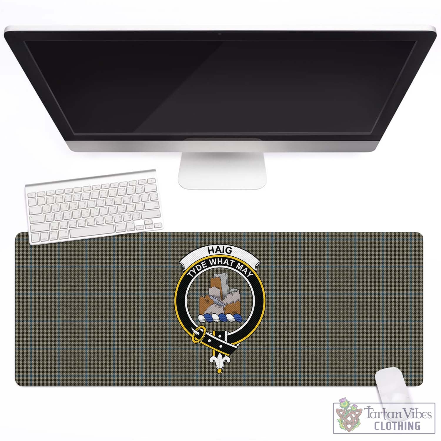 Tartan Vibes Clothing Haig Tartan Mouse Pad with Family Crest