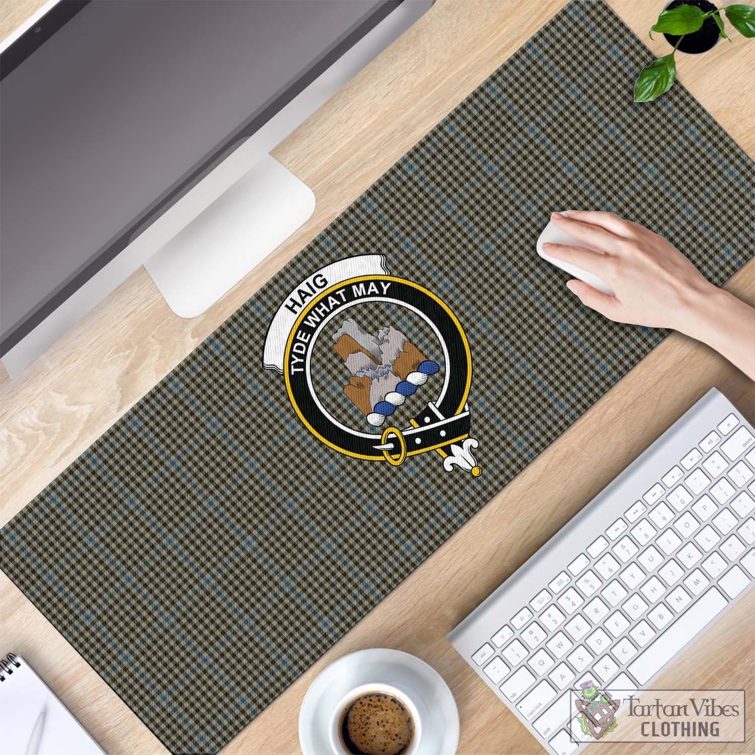 Tartan Vibes Clothing Haig Tartan Mouse Pad with Family Crest