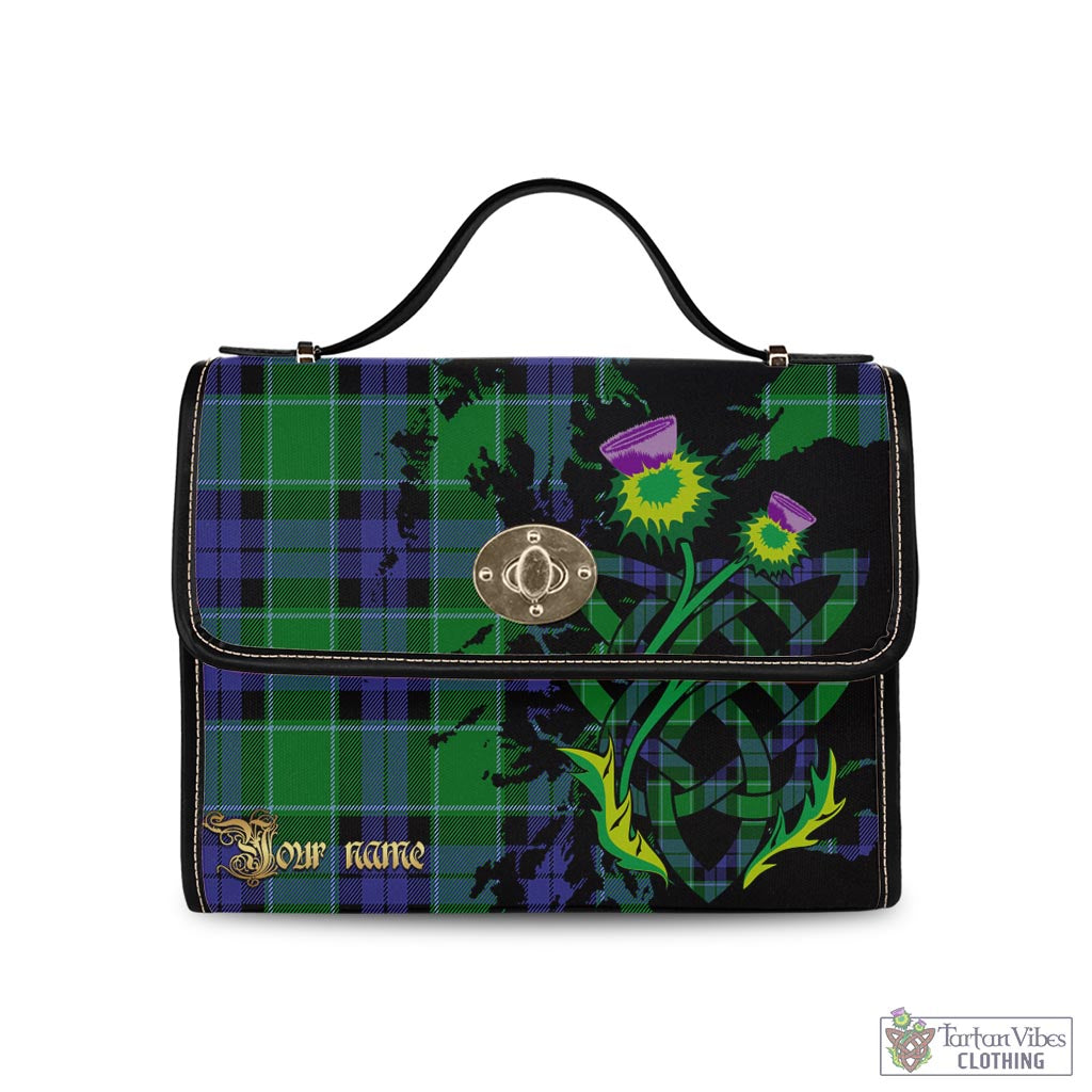 Tartan Vibes Clothing Haldane Tartan Waterproof Canvas Bag with Scotland Map and Thistle Celtic Accents