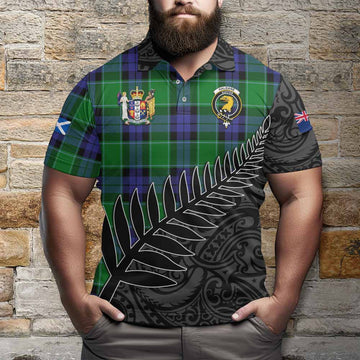 Haldane Crest Tartan Polo Shirt with New Zealand Silver Fern Half Style