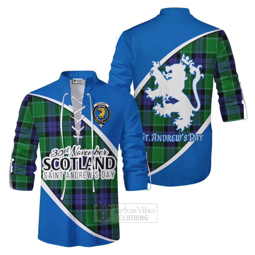 Tartan Vibes Clothing Haldane Family Crest Tartan Ghillie Kilt Shirt Celebrate Saint Andrew's Day in Style